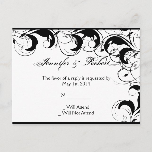 Carte postale Vintage RSVP Fibre Blanc Noir (Devant)