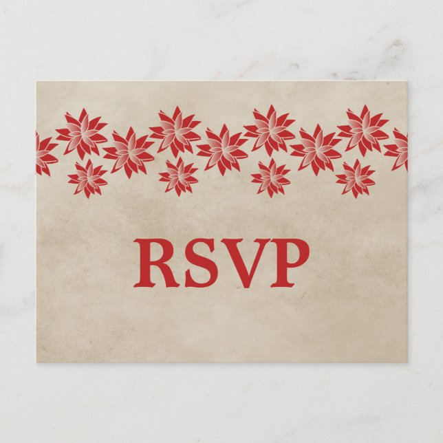 Carte postale Vintage RSVP Red Floral (Devant)