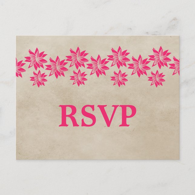 Carte postale Vintage RSVP rose (Devant)