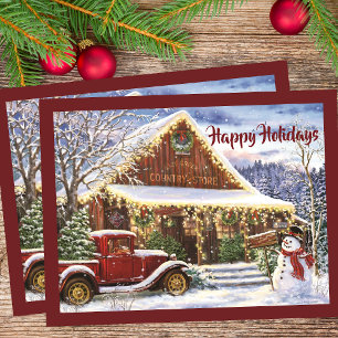 Carte Postale Vintage Russe hiver Noël Country Store