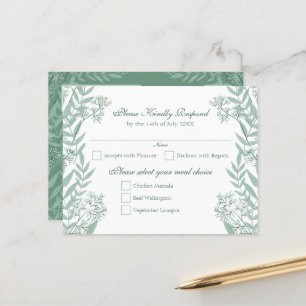 Carte postale Vintage Sage Green Mariage RSVP