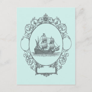Carte Postale vintage sailboat boy pirate birthday Party