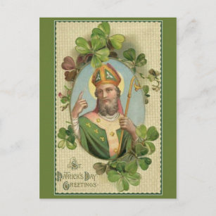 Carte Postale Vintage Saint-Patricks Journée de prière et de bén