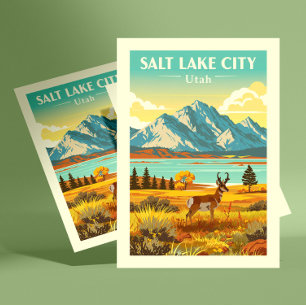 Carte Postale Vintage Salt Lake City Utah
