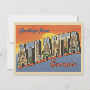 Carte Postale Vintage "Salutations d'Atlanta, Géorgie"