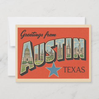 Carte Postale Vintage "Salutations d'Austin, Texas