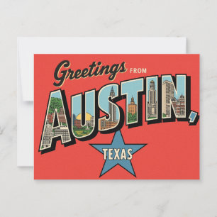 Carte Postale Vintage "Salutations d'Austin, Texas