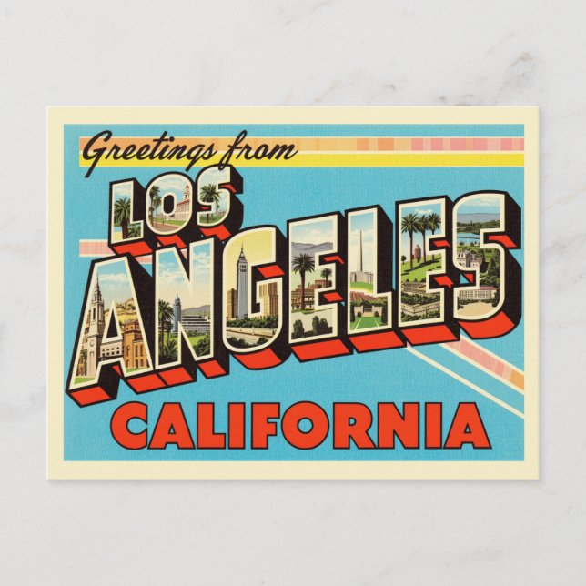Carte Postale Vintage "Salutations de Los Angeles, Californie" (Devant)