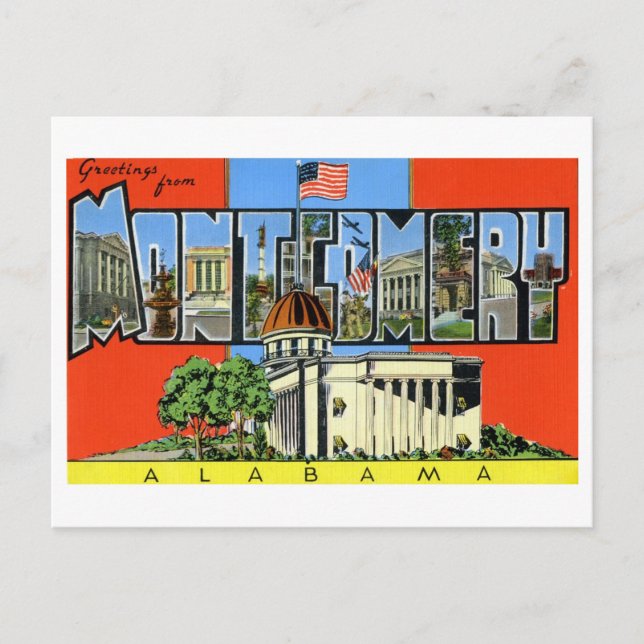 Carte Postale Vintage Salutations de Montgomery, Alabama (Devant)