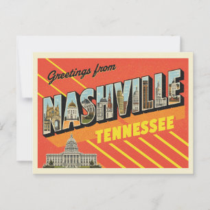 Carte Postale Vintage "Salutations de Nashville, Tennessee"