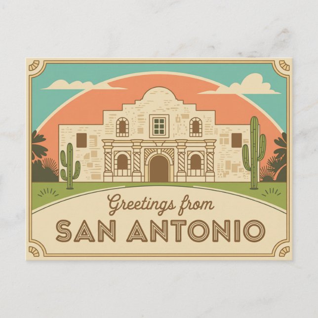 Carte postale vintage San Antonio | Salutations de (Devant)
