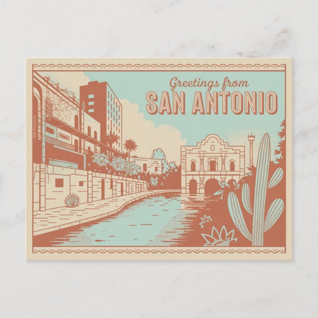Carte postale vintage San Antonio | Salutations de (Devant)