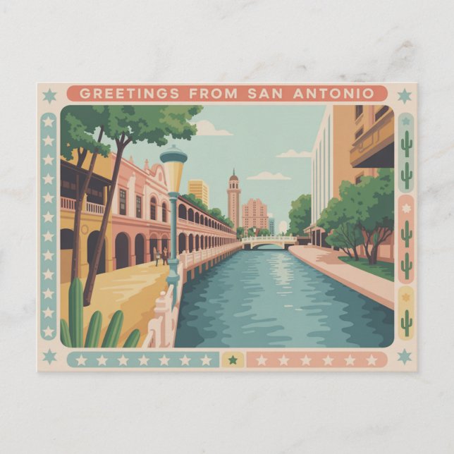 Carte postale vintage San Antonio | Salutations de (Devant)