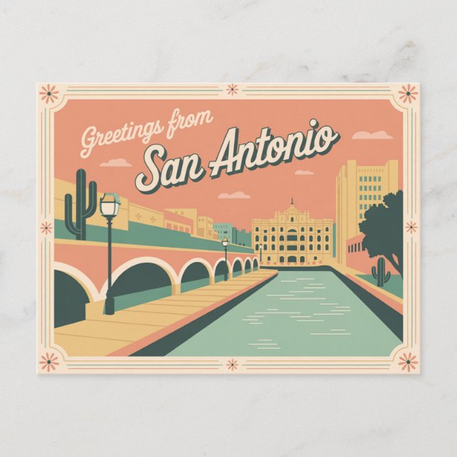 Carte postale vintage San Antonio | Salutations de (Devant)