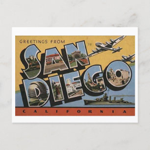 Carte postale vintage San Diego California Big Let