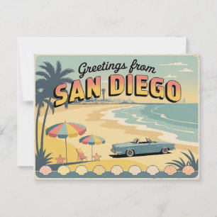 Carte postale vintage San Diego   Salutations de
