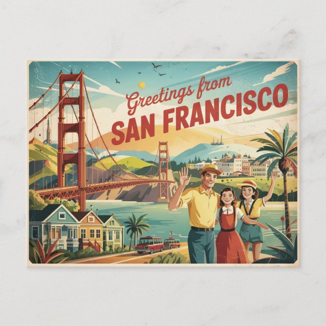 Carte postale vintage San Francisco | Salutations  (Devant)