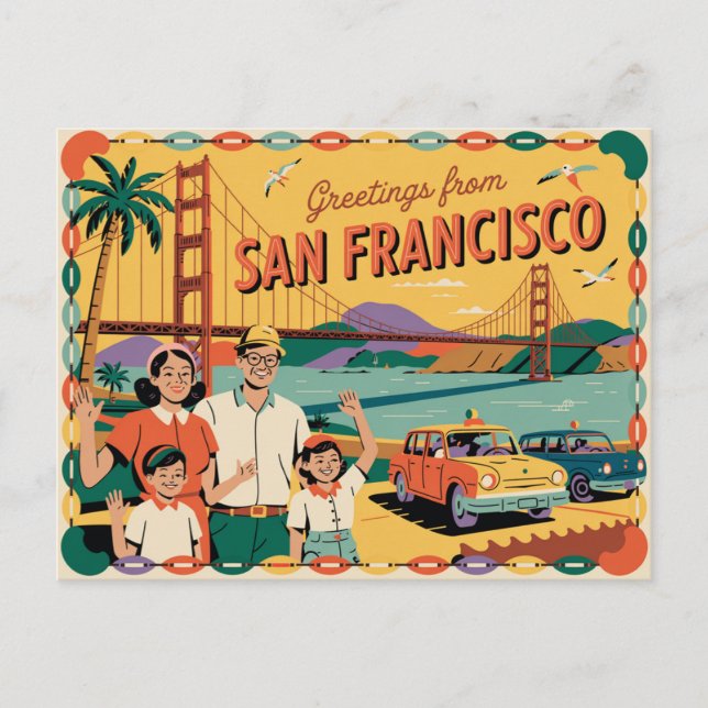 Carte postale vintage San Francisco | Salutations  (Devant)