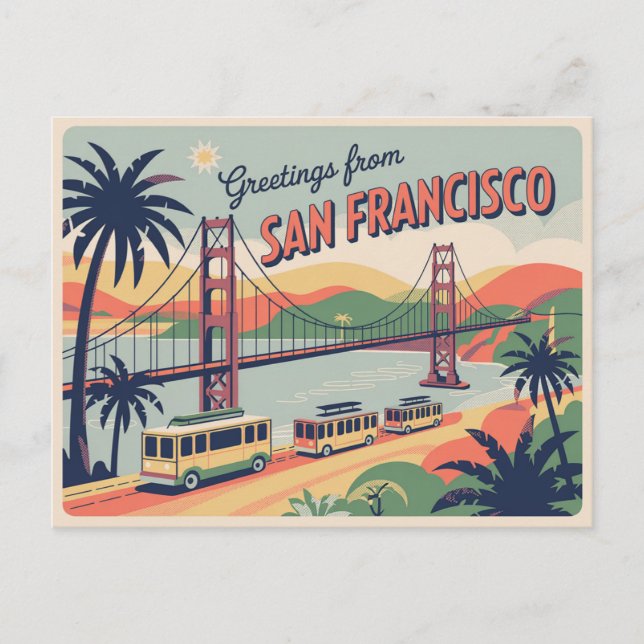 Carte postale vintage San Francisco | Salutations  (Devant)