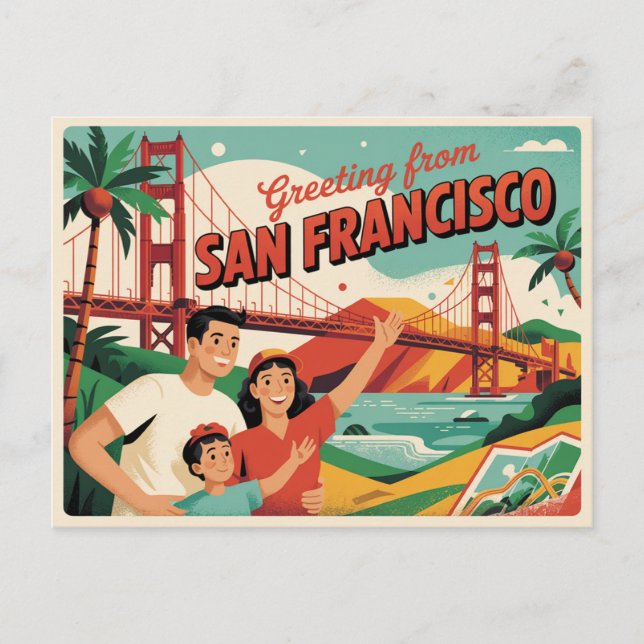 Carte postale vintage San Francisco | Salutations  (Devant)