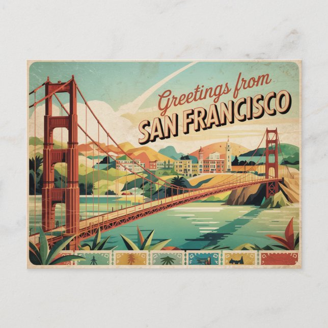 Carte postale vintage San Francisco | Salutations  (Devant)