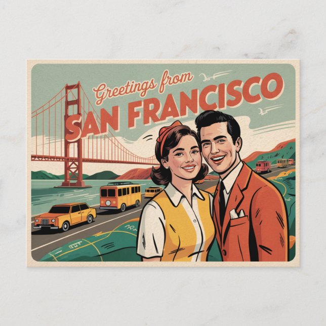 Carte postale vintage San Francisco | Salutations  (Devant)
