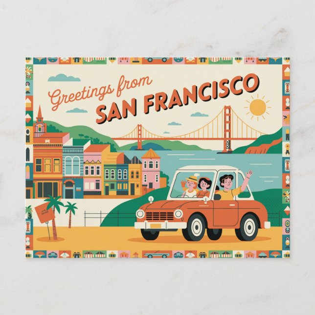 Carte postale vintage San Francisco | Salutations  (Devant)