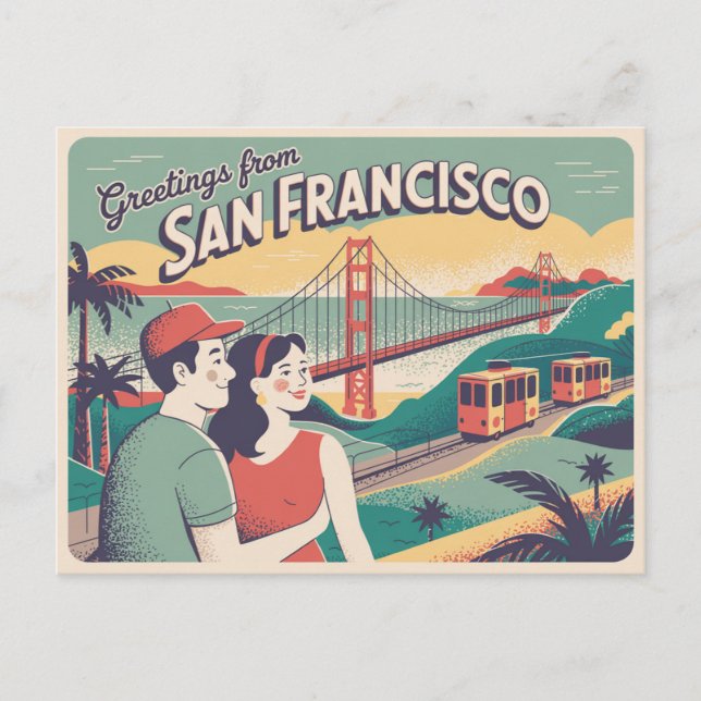 Carte postale vintage San Francisco | Salutations  (Devant)