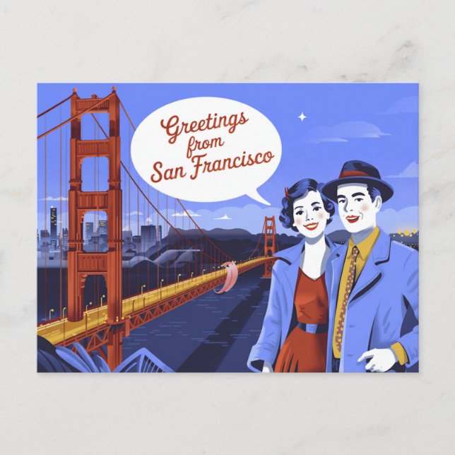Carte postale vintage San Francisco | Salutations  (Devant)