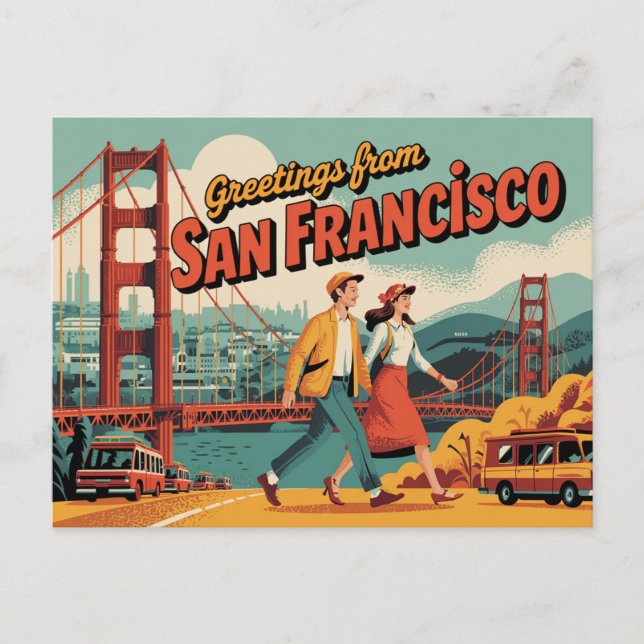 Carte postale vintage San Francisco | Salutations  (Devant)