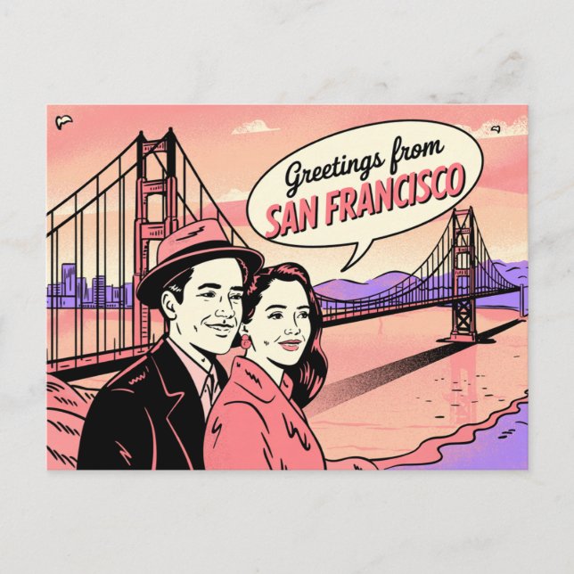 Carte postale vintage San Francisco | Salutations  (Devant)