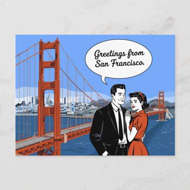 Carte postale vintage San Francisco | Salutations  (Devant)