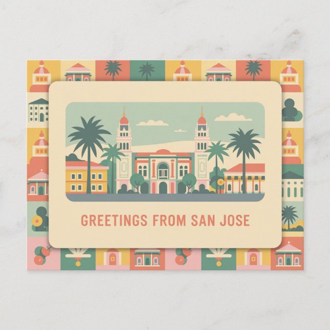 Carte postale vintage San Jose | Salutations de (Devant)