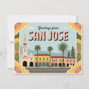Carte postale vintage San Jose   Salutations de