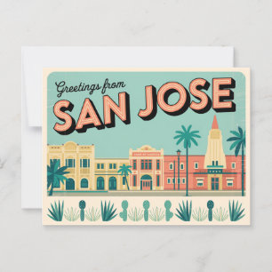 Carte postale vintage San Jose   Salutations de