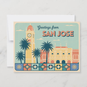 Carte postale vintage San Jose   Salutations de