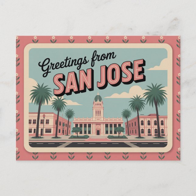 Carte postale vintage San Jose | Salutations de (Devant)