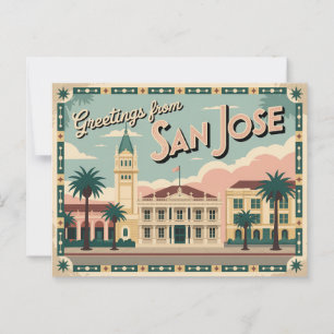 Carte postale vintage San Jose   Salutations de