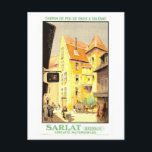 Carte Postale Vintage Sarlat, France, Affiche de voyage<br><div class="desc">Cette carte postale est une reproduction d'une affiche de voyage vintage faisant la publicité de Sarlat en France.</div>