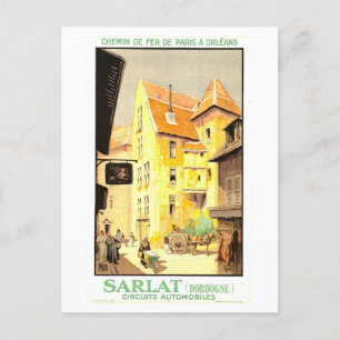 Carte Postale Vintage Sarlat, France, Affiche de voyage