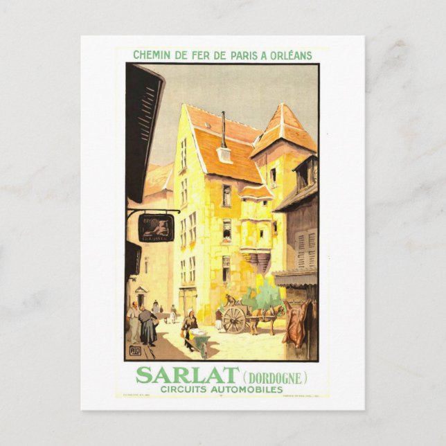 Carte Postale Vintage Sarlat, France, Affiche de voyage (Devant)