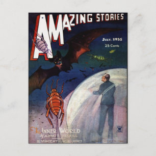 Carte Postale Vintage Sci Wifi couverture art Inner World 1935