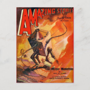 Carte Postale Vintage Sci Wifi couverture art Robots 1938