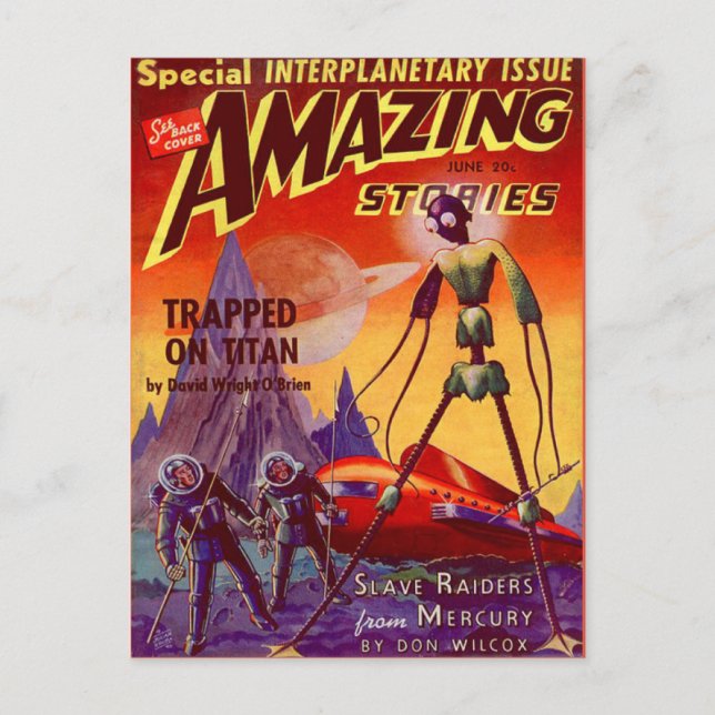 Carte Postale Vintage Sci Wifi couverture art Voyage spatial (Devant)