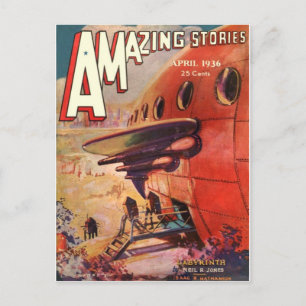 Carte Postale Vintage Sci Wifi couverture de livre art Robot Wor