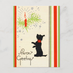 Carte postale vintage Scottie Dog Christmas