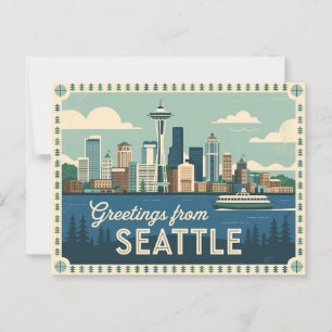 Carte postale vintage Seattle Salutations de Sea