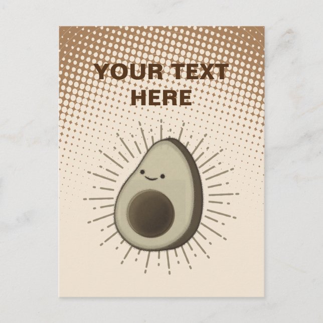 Carte Postale Vintage Sepia Cartoon Avocado Gradient (Devant)