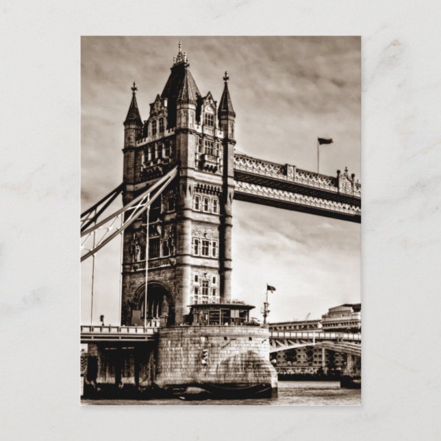 Carte Postale Vintage Sepia London Tower Bridge (Devant)
