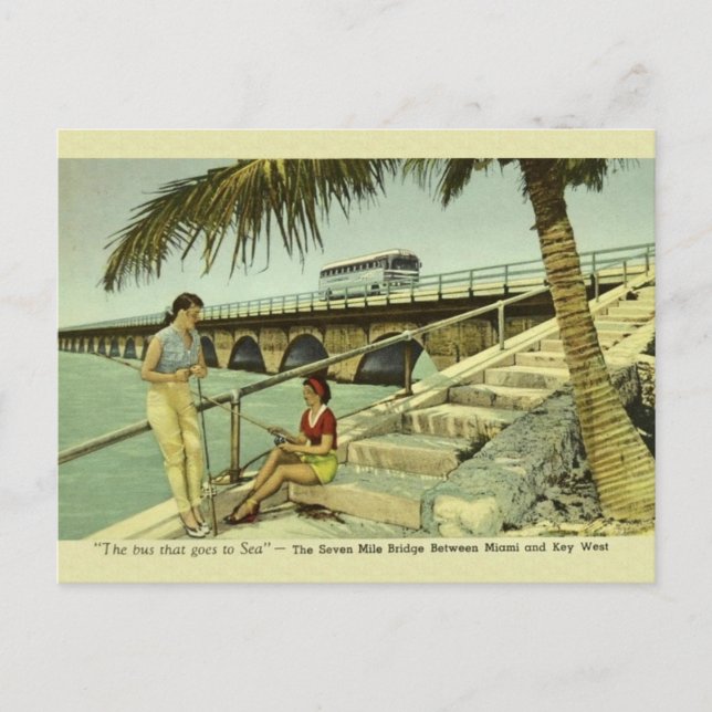 Carte postale vintage Seven Mile Bridge Florida (Devant)